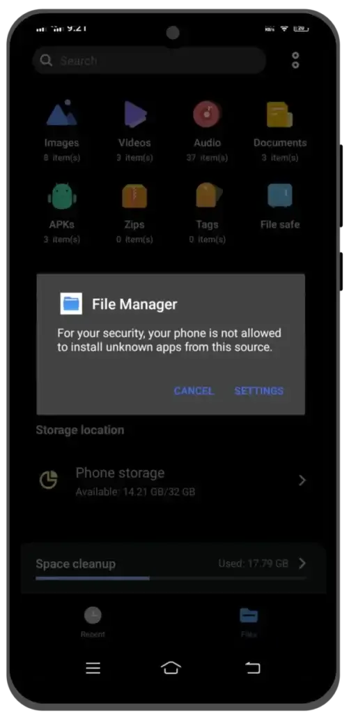 Filemanager unknown resources permission