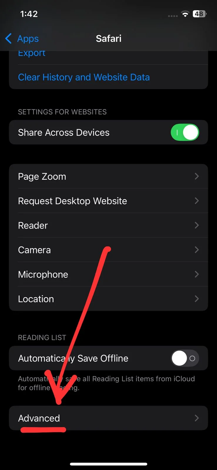 Click on Advanced Option