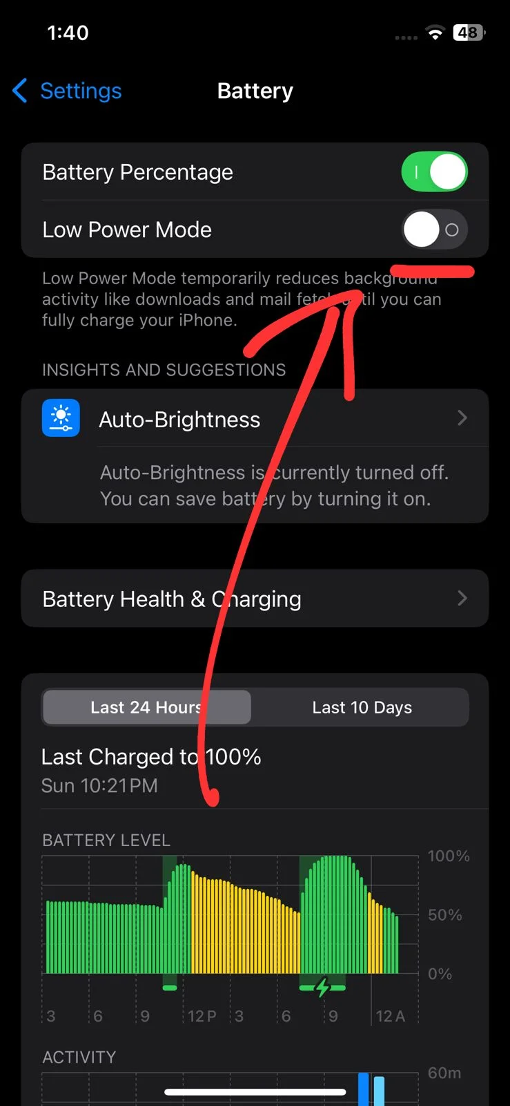 Disable Low-power mode option