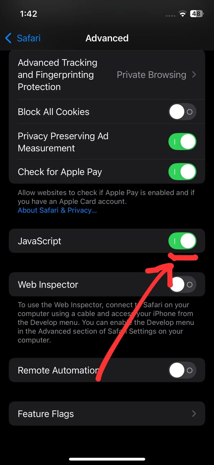 Enable JavaScript Option