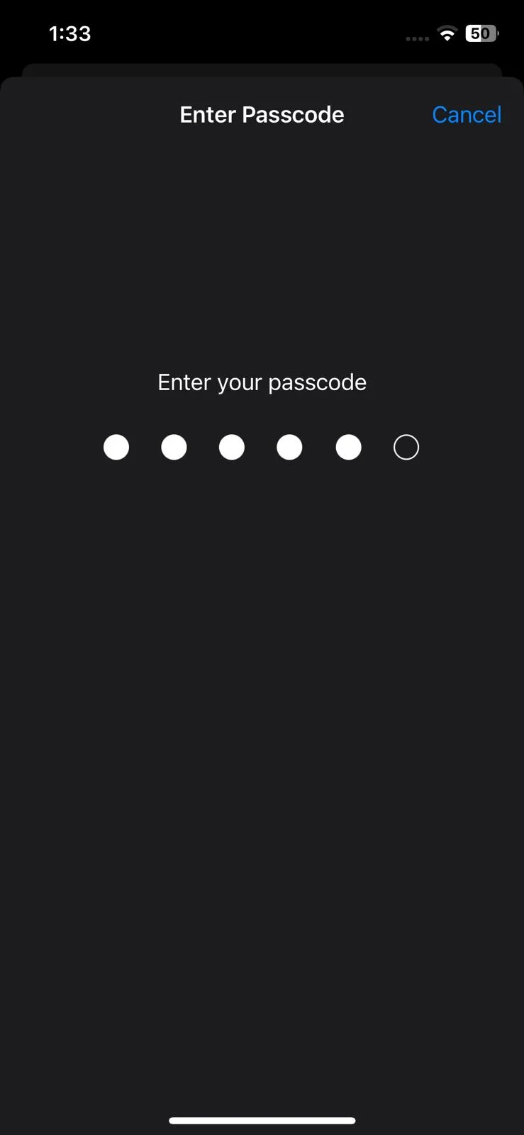 Enter your device passcode to procceed