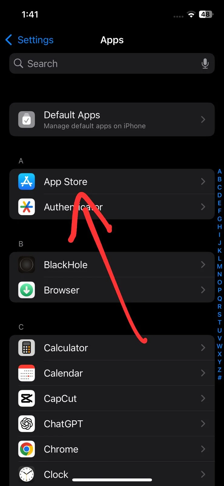 Open AppStore Settings