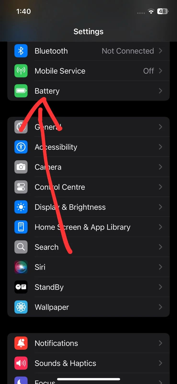 Open Battery Settings