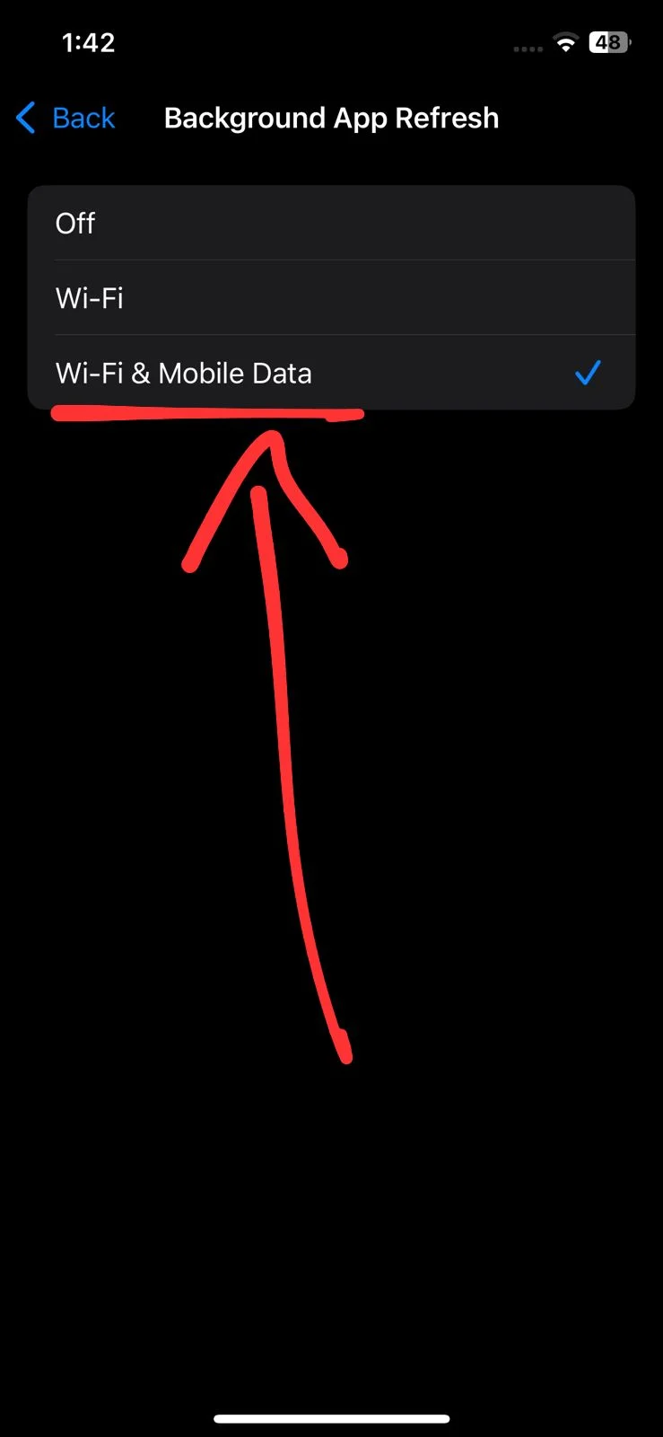 Select Wifi & Mobile Data Option